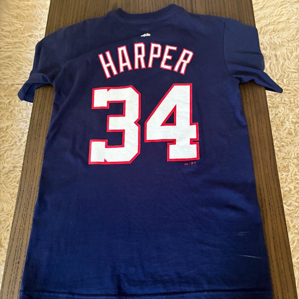 Majestic Bryce Harper Vintage T-Shirt in Men's Size Small Color: Navy